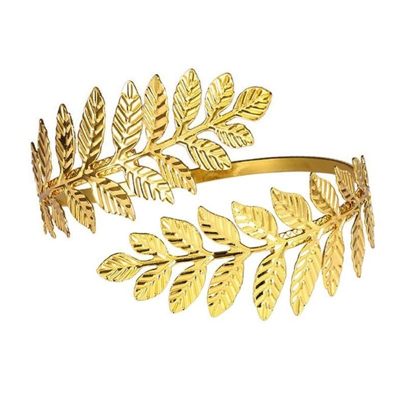 Arm Cuff Layered Bracelet Adjustable Leaf Flower Starfish Upper Arm Cuff Bangle Jewelry Gold Plated Bracelet Ring Set for Women Boho Summer Beach Essentials - color: Gold-Leaf