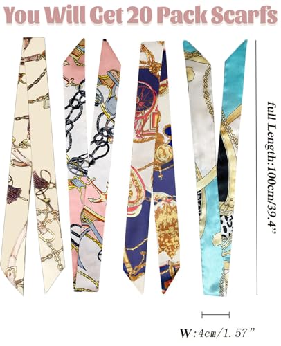 kcctoo 2/6/10Pack Scarf Bags for Women Handbag Scarfs Band Hair Neck Scarves Fashion Gifts - color: 20pcs Bright Scarf