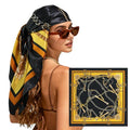 Large Square Head Scarf Bandana - 35" Satin Hair Scarf for Women Like Silk Scarf Fashion Hair Wrapping - color: Chain Loop(black), size: 35IN*35IN