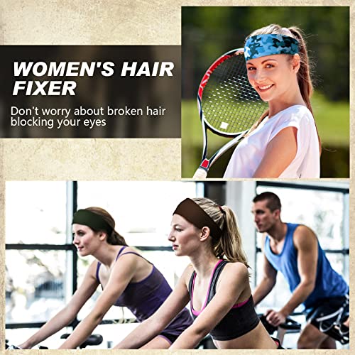 18 Pcs Sports Sweatbands for Men Women Camo Headbands Workout Non Slip Headbands Breathable Head Band Fitness Stretchy Unisex Hairband for Yoga Running Cycling Ball - color: Colorful