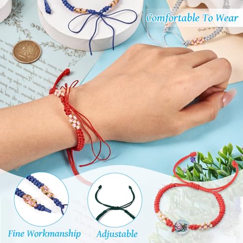 Adjustable Slider Bracelets Colorful Half Finished Bracelets Adjustable Beaded Bracelets DIY Friendship Bracelets for Women Jewelry Making Gifts Supplies - color: Mixed Colors-Peach Knot
