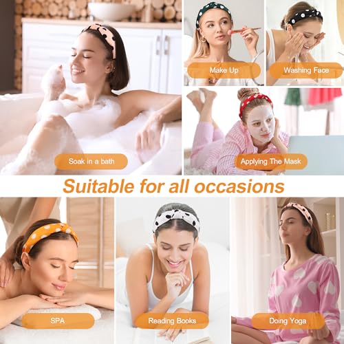 DiyJibb Headbands for Women Girls - 6PCS Stylish Top Knotted Headbands - Knotted Headband for Women - Head Bands Wide Hairband Hair Accessories - color: Dot-01