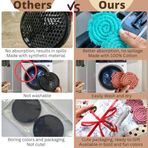 Cotton Car Coasters for Cup Holders, 2PC Car Cup Coasters, Drink Coaster Holder, Cute cupholder Coaster Accessories for Women, Macrame, Boho (Cloudy Day) - color: Cloudy Day