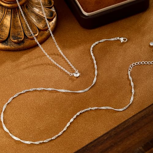 Layered Gold Necklace for Women Trendy 14K Gold Plated Heart CZ Pendant Layered Gold Necklaces Set Coin Choker Necklaces Simple Circle Cubic Zirconia Pearl Necklace Stack Herringbone Paperclip Chain Jewelry Set - style: 2PCS-Dotchain zircon-SL