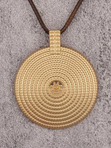 Kelake Leather Necklace for Women Men Teen Vinatge Boho Alloy Pendant Choker Jewelry Fashion Sweater Necklaces with Adjustable Genuine Leather Chain - color: Gold Concentric Circle Pendant Necklace