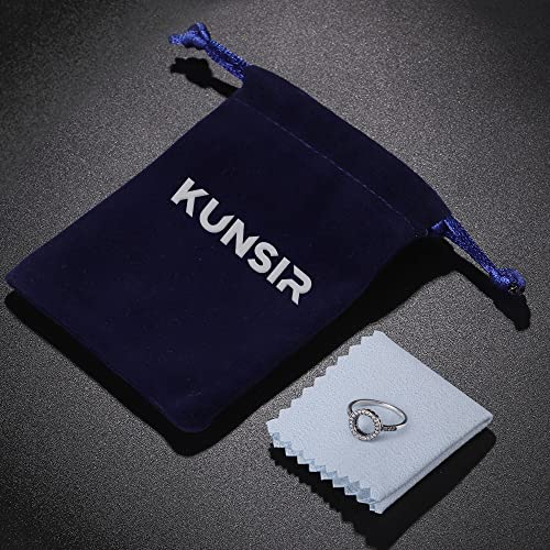 KUNSIR 925 Sterling Silver Rings Classic Cubic Zirconia Eternity Promise Statement Anniversary Wedding Bands Engagement Rings for Women Infinity Forever Love Ring Size 7-9 - style: With round Ring
