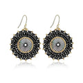 Colorful Bead Earrings For Women Summer Beach Handmade Bead Earrings Bohemia Hoop Dangle Earring For women - color: Black