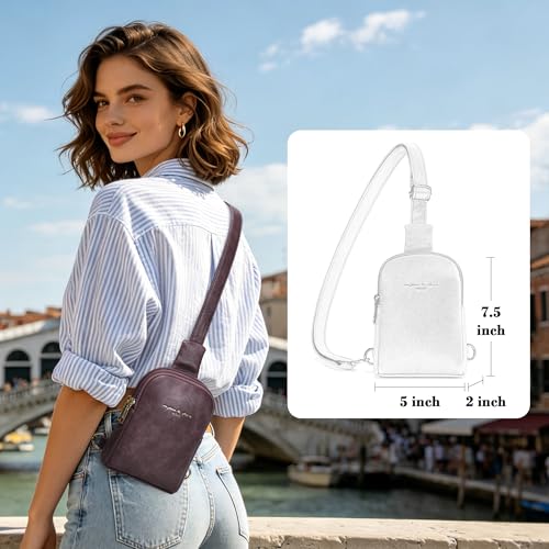 INICAT Women's Small Sling Bag, Lightweight Everyday Vegan Leather Crossbody Purse for Daily Essentials and Travel Light - color: Grape Purple, size: Small