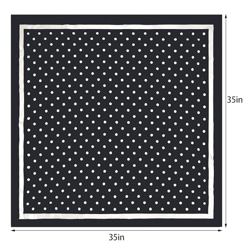 Pistha Head Scarf Bandana for Women, Satin Scarf for Hair, Large Square Silk Bandana Headscarf for Women and Men 35 Inch - style: Dot-black