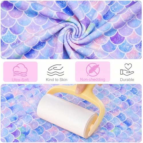 Basumee Microfiber Hair Towel Wrap for Kids 2 Pack Rapid Drying Hair Towel with Button Hair Turbans for Wet Hair Wraps Head Towel Wrap for Women and Girls, Light Mermaid - color: Light Mermaid