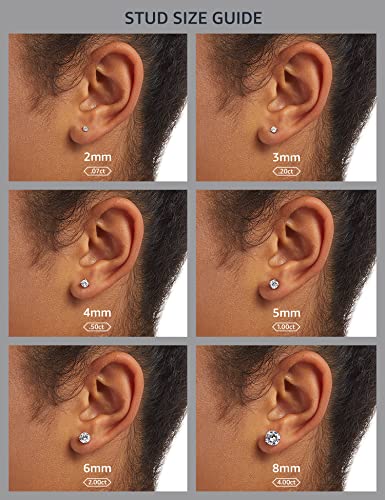 Amazon Essentials Plated Sterling Silver Cubic Zirconia Stud Earrings (Round & Princess) - color: White/Yellow Gold, size: 7.5 mm, style: Round Cut