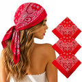 Junvena 27 Inch Extra Large Bandana 100% Cotton,Soft Thin Breathable Headband for Men Women, Solid & Paisley - color: Red Paisley 3 Pack