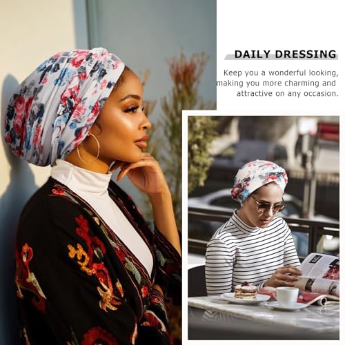 African Women Turban Caps Pre-Tied Twisted Turbans Head Scarf for Women Hair Wraps Cover Beanie Cancer Chemo Headwear - color: 1 Pack Twisted Braid A: Floral E