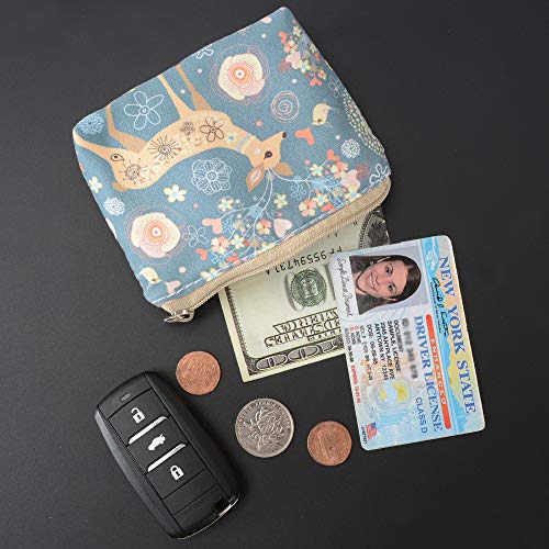 Women and Girls Cute Fashion Coin Purse Wallet Bag Change Pouch Key Holder - color: Dreamy Deer
