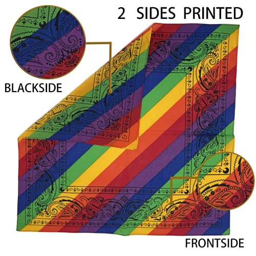 Vamqor 12pcs Bandana for women and men 100% Cotton Custom Fashion Paisley Design Multifunctional Outdoor Square Handkerchief - color: Lgbt