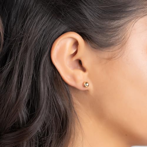 Barzel 18K Gold Plated Ball Stud Earrings Set, Sizes 3-10MM, 5 Pack, High Polish Finish Ball Suds