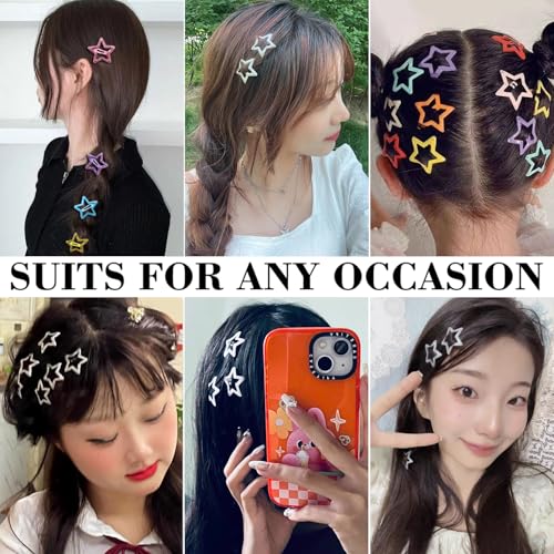 20 PCS Sparkling Star Hair Clips Snap Hair Accessories Non Slip Clips for Girls Women Metal Hair Clip Star Hair Barrettes Stars Hair Clips for Women Stars Hair Clip - color: Sparkling All Color 1.22" 1.65"(20PCS)