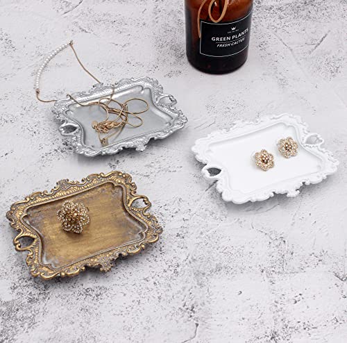 (2 Pack) Vintage Small Sliver Ring Dish, Birthday & Wedding Gifts for Women，Wedding Ring Tray - Sliver - color: Sliver (2 Pack)