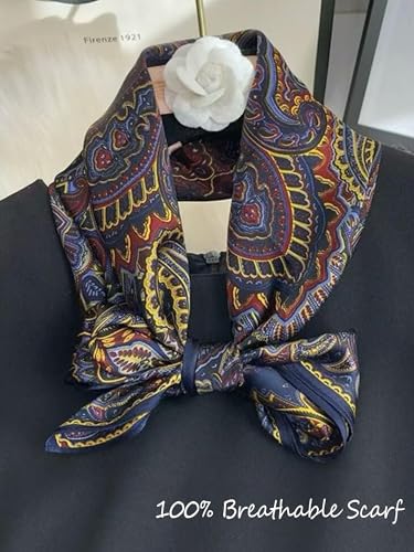 Silky Scarf for Women Lightweight Satin Bandanas Neck Hair Wrap For Sleeping Head Scarves 27.5" - color: A20 Paisley Pattern/27.5"