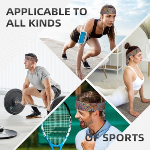 Sports Tie Headband Bandana Running Athletic Sweat Band Elastic Adjustable Sport Head Tie for Men Women Head Ties Ninja Tie Headbands Tennis Sweatbands Soccer Basketball Teams Running Head Band - color: Boho
