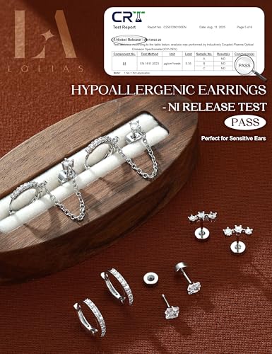 LOLIAS Hypoallergenic Flat Back Earrings Set for Women-Surgical Stainless Steel Earrings for Sensitive Ears-14K Gold Plated Chain Cartilage Earring Stacks Flatback Stud Hoop Earring Sets for Multiple Piercing Jewelry - color: Silver