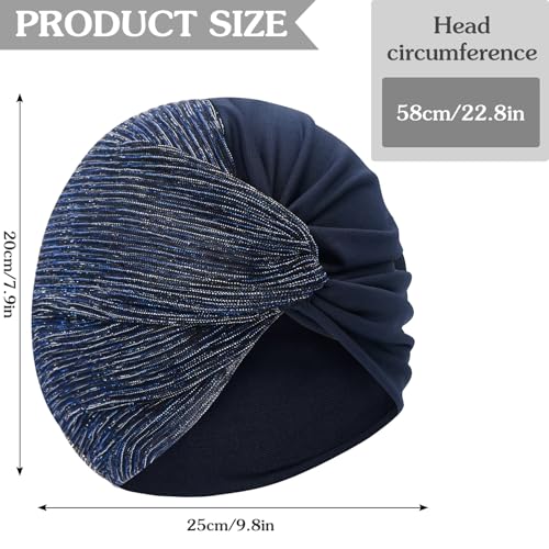 XYIYI Chemo Headwear Turban for Women, Cancer Patients Head Wrap Cover Hat for Hair Loss - color: Navy Blue