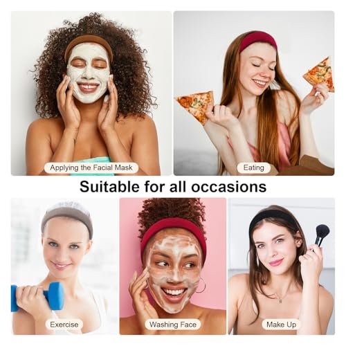 DRESHOW 4 Pcs Velvet Wide Headbands for Women Girls Turban Vintage Boho Head Bands Fashion Non Slip Head Wraps Hoop Hair Accessories - color: 4 Pack: Black, Red, Coffee, Dark Grey