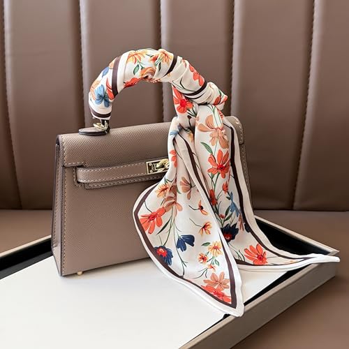 Hair Scarf for Women - 53"x5.3" Purse Scarf, Extra Long Satin Wrap, Versatile Belt & Boho Neck Accessory - color: Yellow Floral