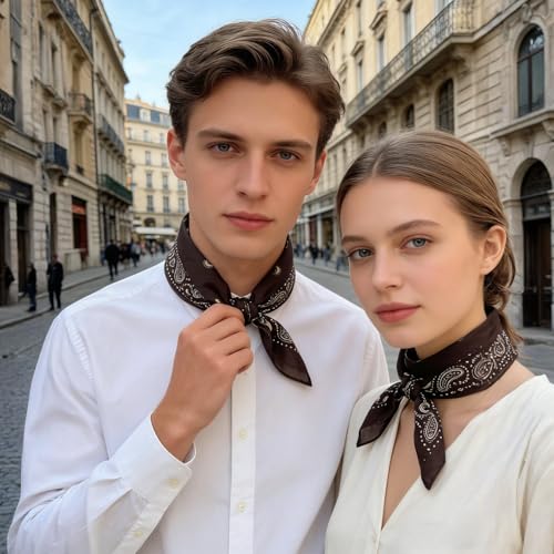 21 x 21 Inch Cotton Bandana for Women and Men,Soft Breathable Head Scarf, Multi-purpose Headband, Hair Scarf - color: Comma Waistband Coffee-un13