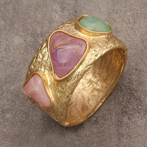 Gold Cuff Bracelet for Women Silver Beaded Bracelets Open Bangle Stackable Stretch Bead Bracelet Boho Jewelry Gifts for Wife Couple - style: Colorful Stone Bracelets