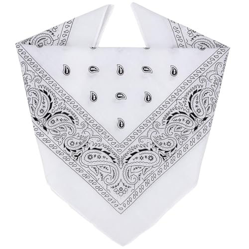 ZENO 100% Cotton & Natural Fibers Bandana Scarf - Soft, Durable, Machine Washable – Unisex for Men & Women - color: White Single