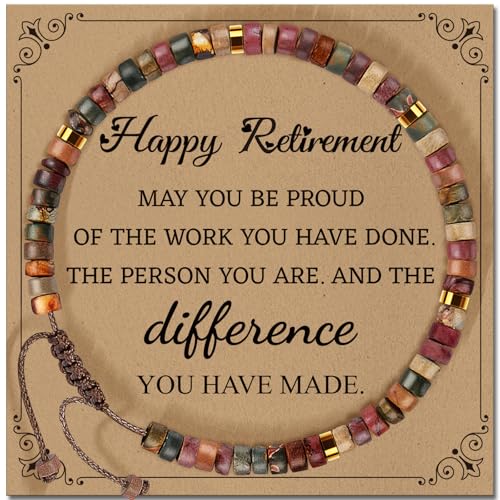 Inspirational Gifts Bracelets for Women: Mothers Day Birthday Gifts for Mom Women Friends Sister - Healing Natural Stone Beads Bracelets Thinking of you Get Well Soon Gift for Women - color: A-S JASPER STONE-RETIREMENT