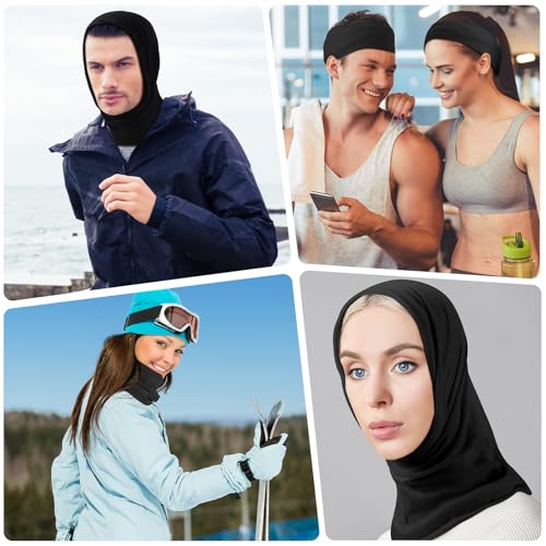 Jiuguva 26 Pcs Neck Gaiter Men Face Mask Headband Boho Head Wrap Headwear Bulk Hiking Seamless Neck Scarf Skull Bandana Women - color: Black Color, style: Basic Style