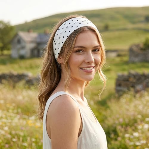 Waliah 6 Pcs Polka Dot Headband Cute Headbands for Women Soft Head Bands for Women's Hair Non Slip Headbands - color: Polka Dot