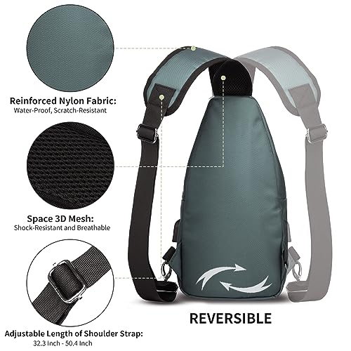 AMJ Crossbody Sling Bag Men Women, Casual Shoulder Backpack, Chest Daypack Satchel for Hiking Travel - color: Green, size: Small