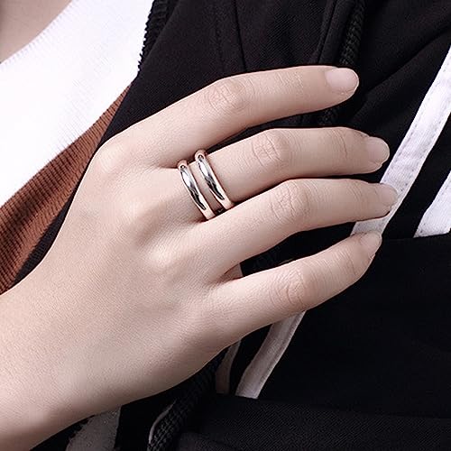 Handmade Rings 925 Sterling Silver Statement Rings Adjustable Chunky Stacking Band Ring for Women - color: Pattern 4