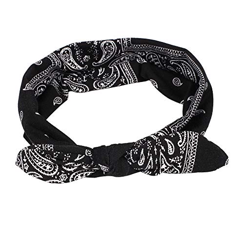 6 Pack Elastic Women Bandana Headbands boho Rabbit Ear Headwrap Bow Headbands Bandana hair bandanas for women (6 Colors Flower Printed Hairband) - color: 6 Colors Flower Printed Hairband
