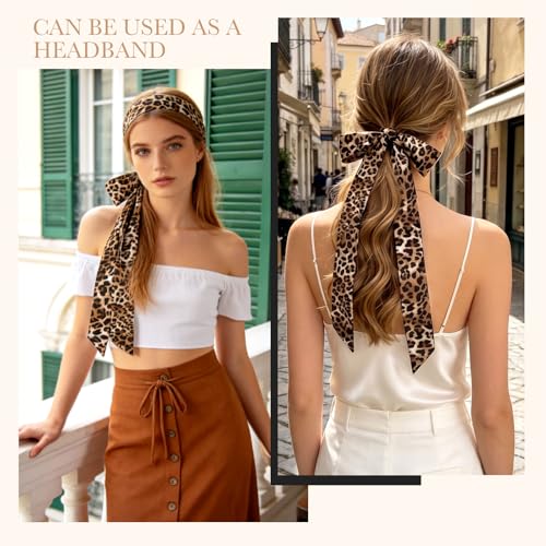 GERINLY Solid Color Long Neckerchief Pure Skinny Scarf Necktie for 50's Costume Party Wedding Cosplay Accessory Headband - color: Brown