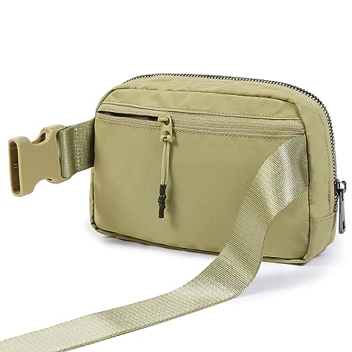 ODODOS Unisex Mini Belt Bag with Adjustable Strap Small Fanny Pack for Workout Running Traveling Hiking, Khaki Green - color: Khaki Green