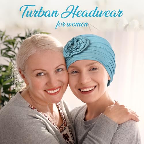 JenPen 4 Pcs Cotton Chemo Headwear for Women Turban Soft Cancer Head Scarf Hats Beanie Elastic Hair Wraps - color: Warm Colors
