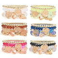 Bohemian Bracelet Sets for Women - 6 Sets Stackable Stretch Bracelets Multi-color Boho Jewelry for Women Hippie Bracelets Dainty Jewelry - color: Blue Boho bracelets