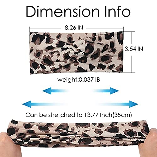 Artilady 6 Pack Wide Boho Headbands for Women - Soft Yoga Elastic Hair Bands for Girls Workout Running Sport Headwrap Non-slip Breathable (Printed) - color: 6pcs Leopard