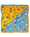 Hioyiwse Head Scarf For Women Hair Bandana 35" Large Square Satin Wrap Sleeping Neck Silk Satin Hair Scarves Lightweight - color: F20-orange-blue Branch(35*35inch）