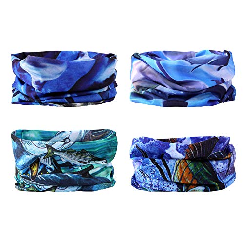 4 Headband Bandana Balaclava Half Face Mask Shield Head Hair Scarf Neck Gaiter Hat Multipurpose For WoMen Men Breathable Reusable Washable Tuna Swordfish Dolphin Shark - color: 4 Shark Tuna Dolphin Swordfish Mask