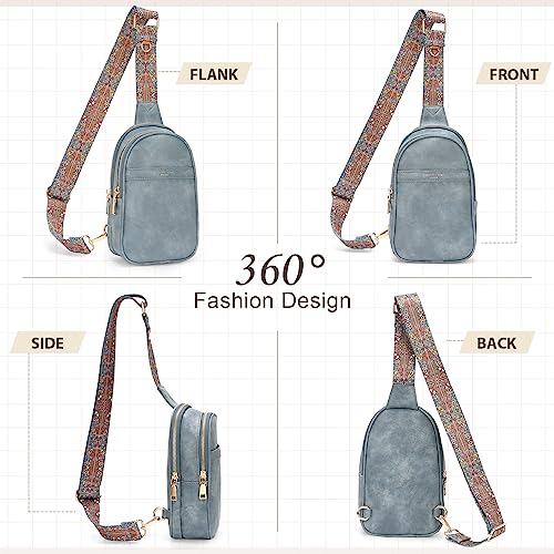 APHISON Small Sling Bag Fanny Packs Cell Phone Purse Vegan Leather Crossbody Bags for Women Chest Bag with Adjustable Strap Blue - color: 11-blue