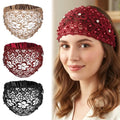 Tucnoeu 3pcs Boho-Chic Crystal & Pearl Embellished Wide Headbands, Wide Boho Pearl Headband for Wome, Floral Beaded Lace Elastic Headband Suitable for Daily Wear and Weddings Stylingvarious Holidays - color: Coffee, Claret, black
