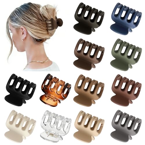 Sisiaipu 12Pcs Hair Clips for Women 1.8 Inch Small Claw Clips for Thin Hair Medium Hair Claw Clips for Thick Hair Accessories for Women Girls (Transparent) - color: Transparent