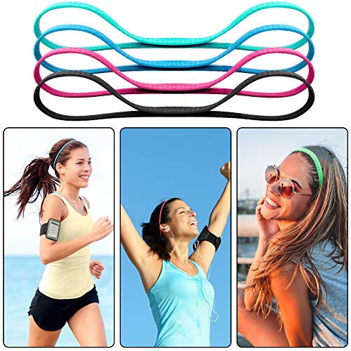 Duufin 20 Pieces Elastic Headbands Non Slip Sport Headband Colorful Hair Bands Workout Headband Sweatband Fashion Yoga, Running Elastic Sports Headbands for Women, Men and Girls, 14 Colors - color: Multicolor