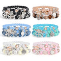 Bohemian Bracelet Sets for Women - 6 Sets Stackable Stretch Bracelets Multi-color Boho Jewelry for Women Hippie Bracelets Dainty Jewelry - color: Lucky grass stretch bracelet
