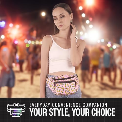 Fanny Pack Belt bag - Crossbody Waist Bag for Men or Women - Hands-Free, Waterproof Large Bumbag for Hiking, Running, and Travel (Pineapple) - color: Pineapple v2